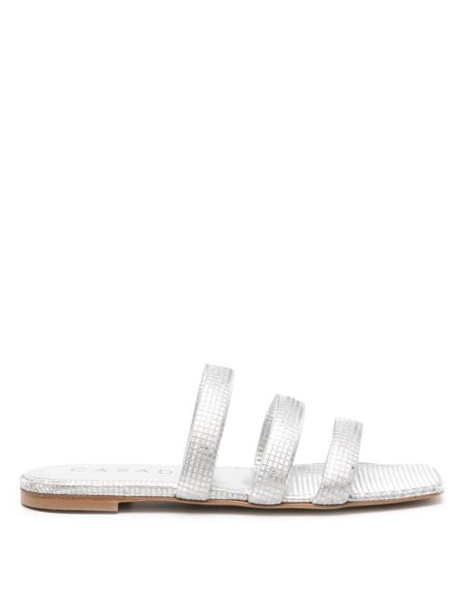 Casadei White Geometric-pattern Metallic Sandals