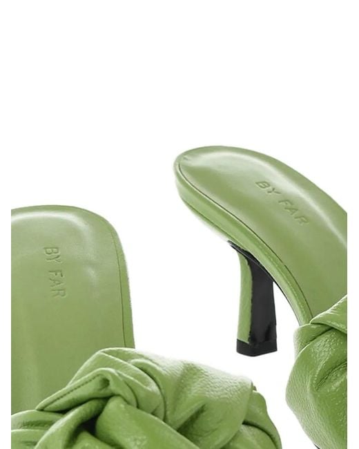 By Far Green Lana Knotted Leather Mules