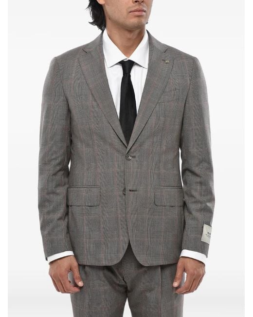 Corneliani Gray Checked Wool Suit for men