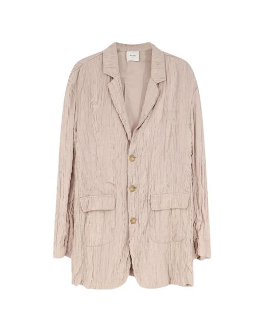 Alysi Natural Flap-Pockets Wrinkled Blazer