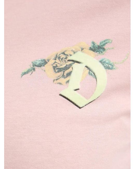 DIESEL Blue Floral-Print Logo-Patch T-Shirt