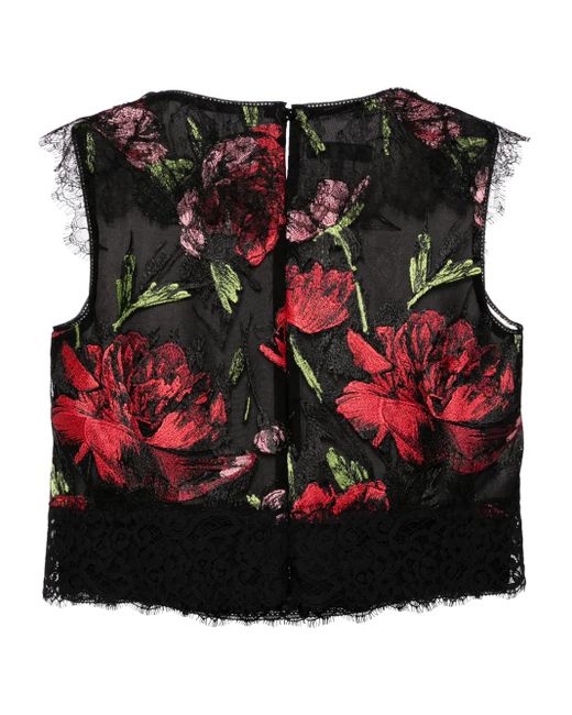 Shiatzy Chen Red Libre Collection Floral Embroidery Top