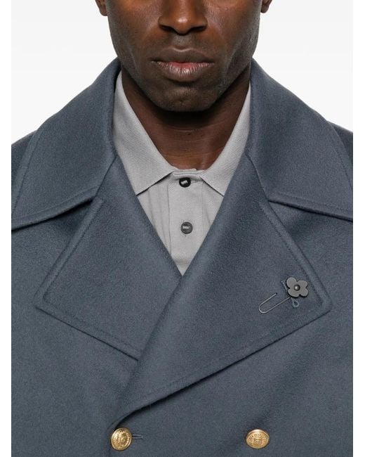 Lardini Blue Double-Breasted Coat for men