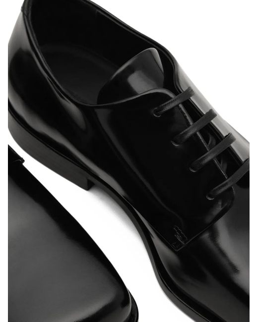 AMI Black Square-Toe Derby Shoes
