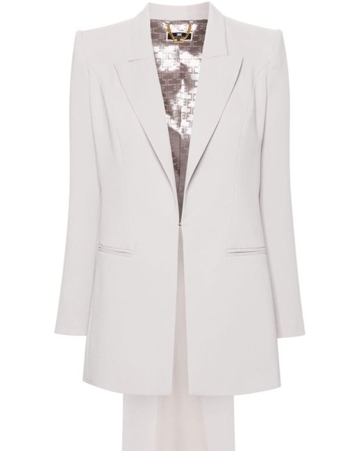 Elisabetta Franchi White Single-breasted Crepe Trouser Suit
