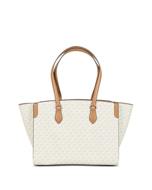 Michael Kors White Logo-Pattern Charm Tote Bag