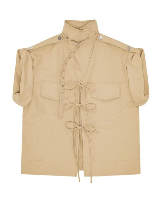 Ganni Natural Tie-Fastening Shirt