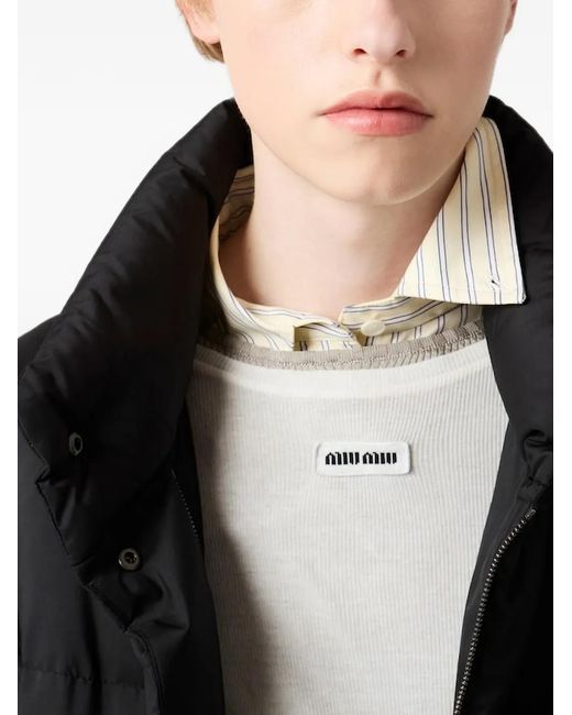 Miu Miu Black Drawstring-Waist Coat