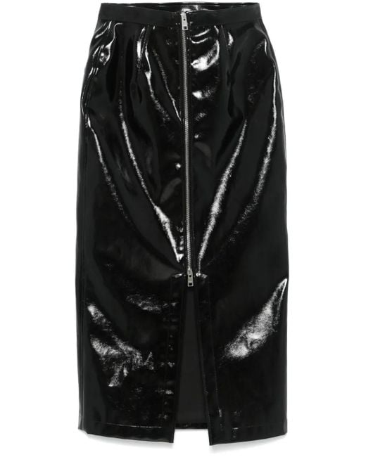スカート Msgm Patent Leather Midi Skirt Black Patent Faux-Leather Midi Skirt by MSGM on Sale