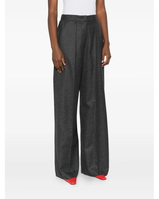 Bompard Gray Ribbed Straight Trousers
