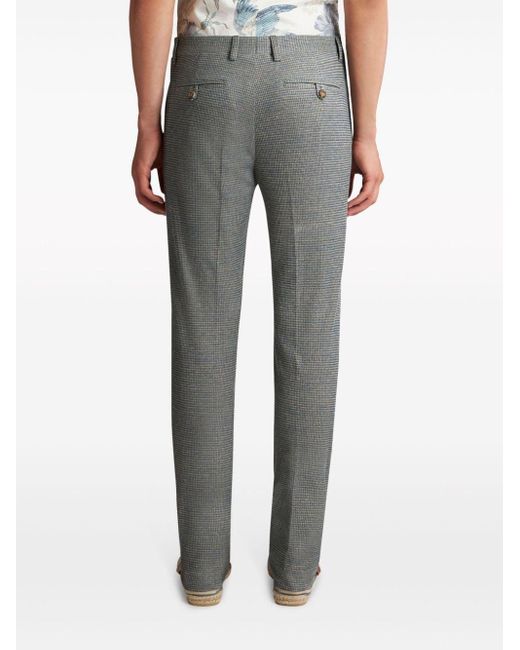 Etro Gray Houndstooth-jacquard Chino Trousers for men