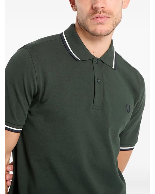 Fred Perry Green Twin-Tipped-Collar Polo Shirt for men