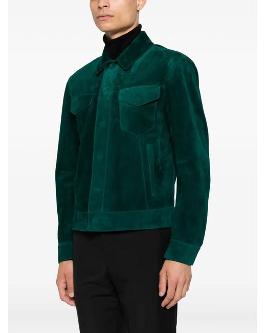 Tom Ford Green Veste En Daim for men