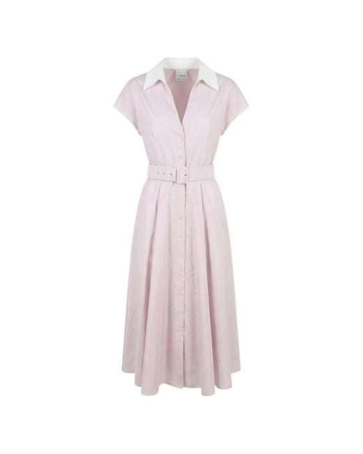 Vestido Midi Cheri Con Cinturón Sara Roka de color Pink