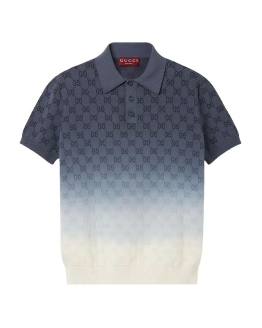 Gucci Poloshirt Met Kleurverloop En Gg-Patroon in het Blue voor heren