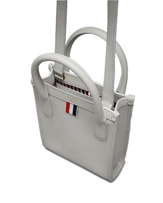 Thom Browne Gray Kleiner Tote Bag Mit Logo
