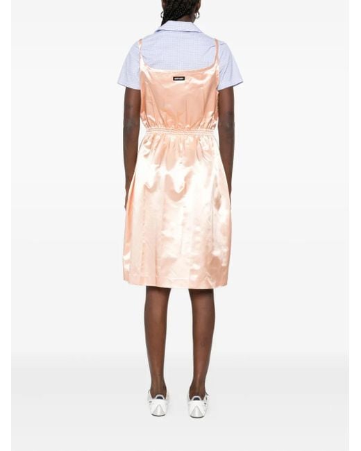 Vestido corto de satén con tirantes finos Miu Miu de color Pink