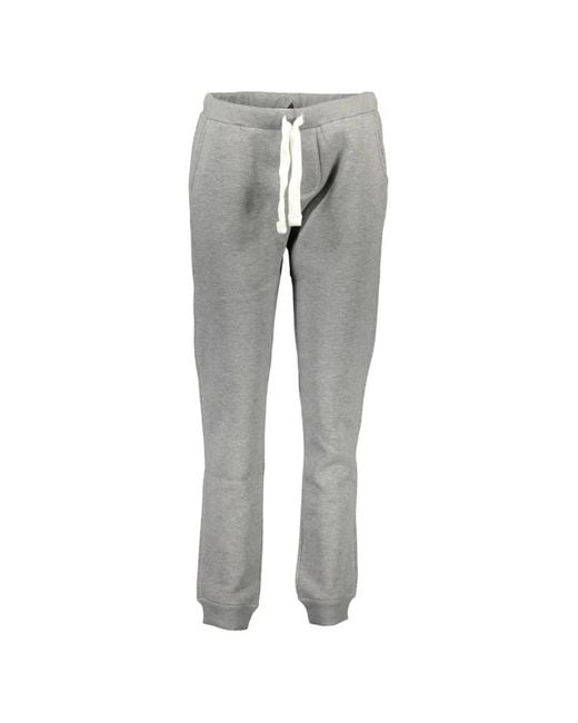 North Sails Gray Drawstring-Waist Logo-Patch Track Pants