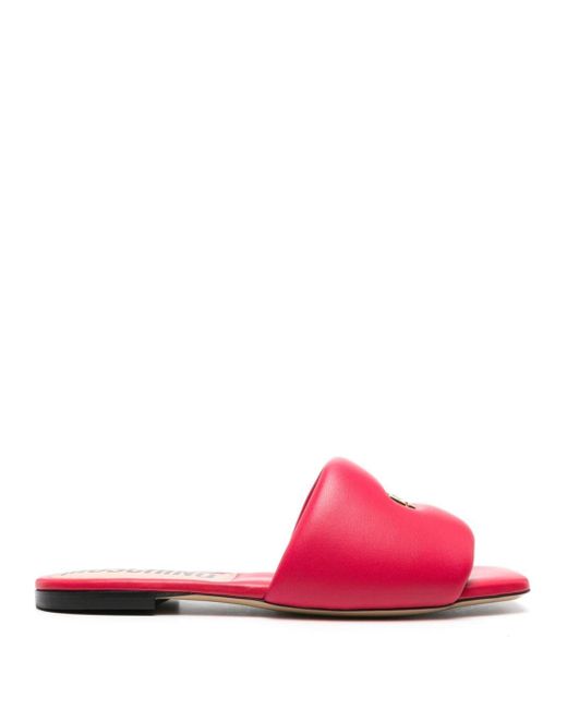 Sandalias con placa del logo Moschino de color Pink
