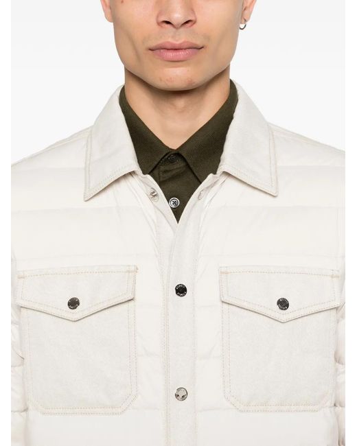 Moorer White Montini Buttoned Quilted Jacket for men