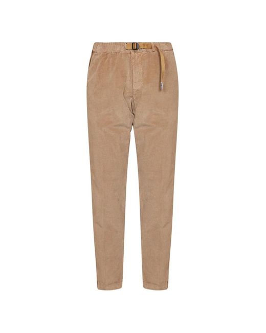 White Sand Natural Belted Corduroy Trousers for men