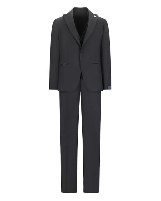 Lardini Dreiteiliger Anzug mit steigendem Revers in Black für Herren