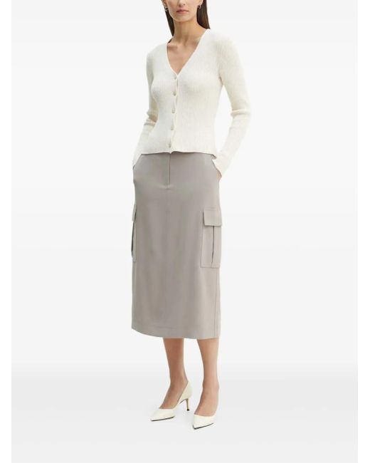 Theory White Button V-Neck Cardigan