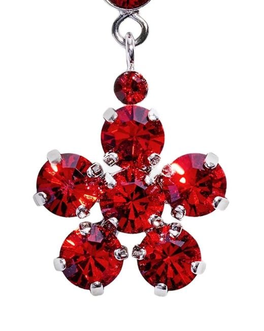 Simone Rocha Red Daisy-Shaped Dangle Earrings