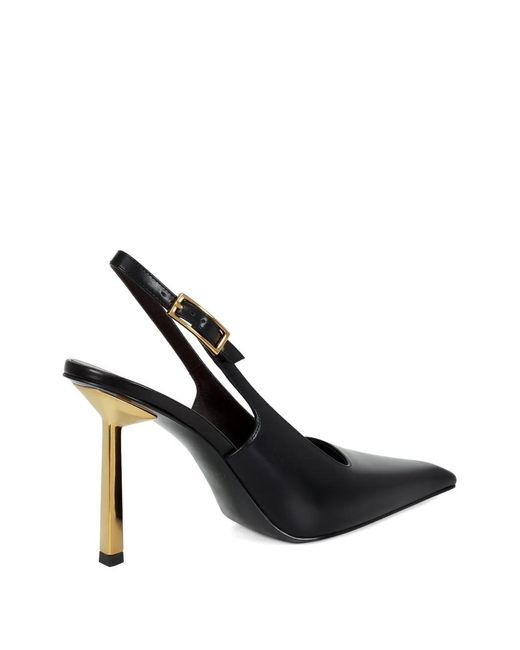 POTAMY Black Buckle Leather Pumps