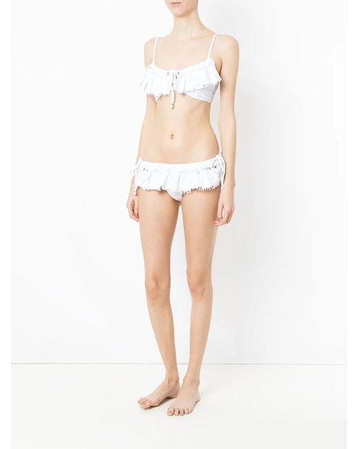 Amir Slama White Ruffled Bikini Set