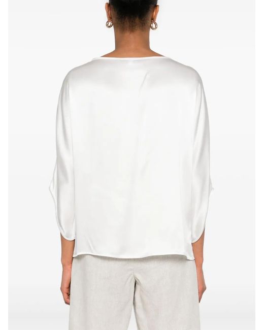 Eleventy White Silk Top