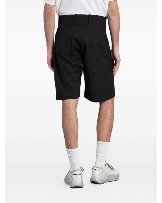 _J.L - A.L_ Black Mitre Pleated-Detail Tailored Shorts for men