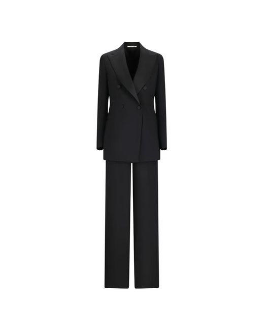Tagliatore Black Double-Breasted Peak-Lapel Suit