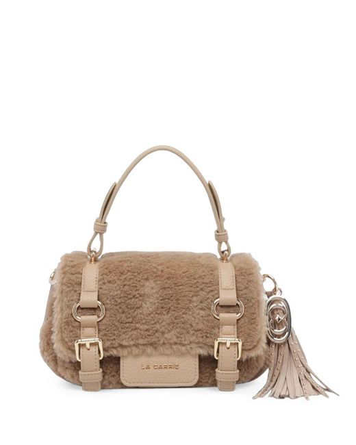 La Carrie Natural Atena Teddy Faux-Fur Tote Bag