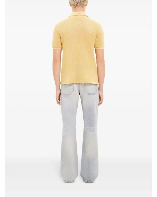 Courreges Yellow Logo-Patch Polo Shirt for men