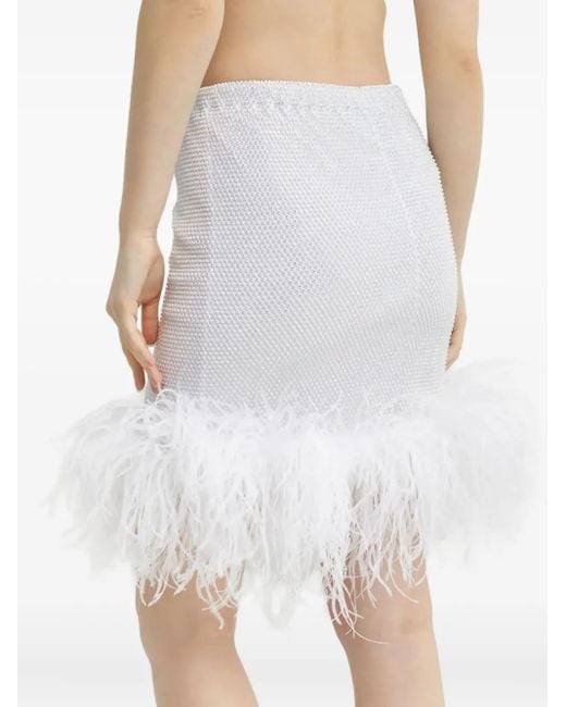 Santa Brands White Feather-Trim Miniskirt