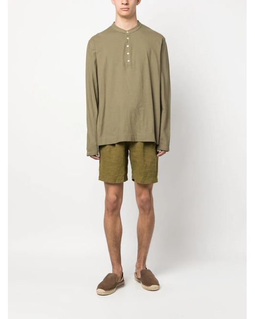 Massimo Alba Green Drawstring Linen Shorts for men