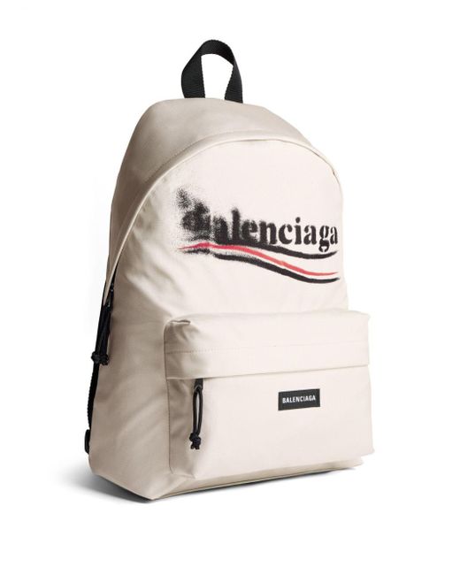 Balenciaga White Explorer Logo-print Backpack for men