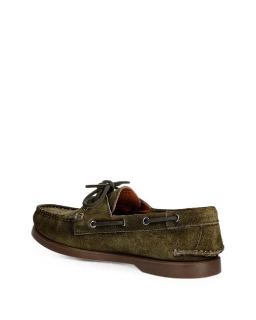 Vagabond Green Loui Lace-Up Suede Boat Shoes for men