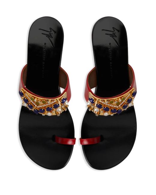 Sandali Con Strass di Giuseppe Zanotti in Red