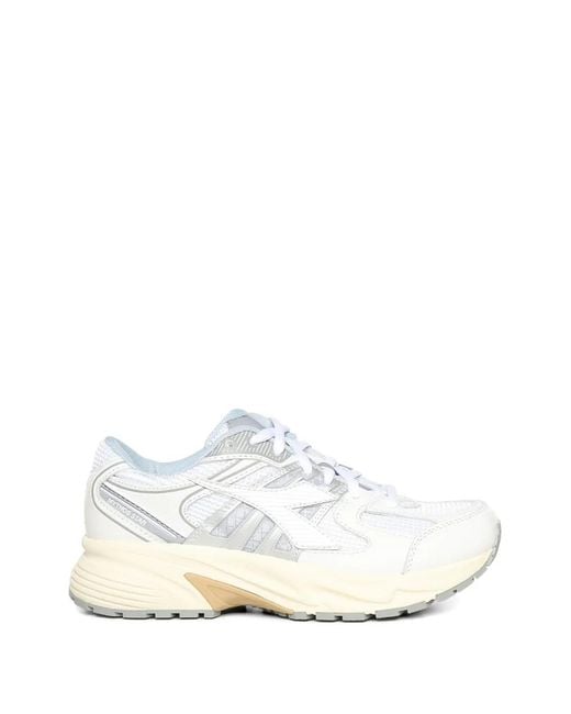 Diadora White Mythos Star Lea Logo-Detail Sneakers