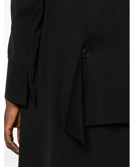 Yohji Yamamoto Black Asymmetric-Panel Single-Breasted Coat