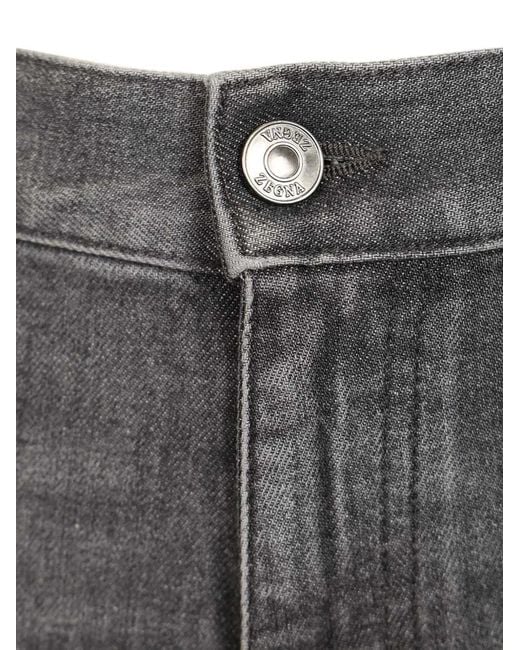 Zegna Gray Belt-Loop Pocket Jeans for men