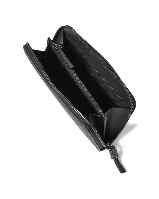 Brunello Cucinelli Black Grained Calfskin Wallet With Shiny Zipper Pull
