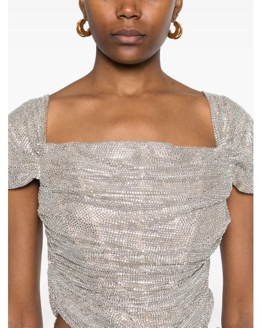 GIUSEPPE DI MORABITO White Crystal-Embellished Top