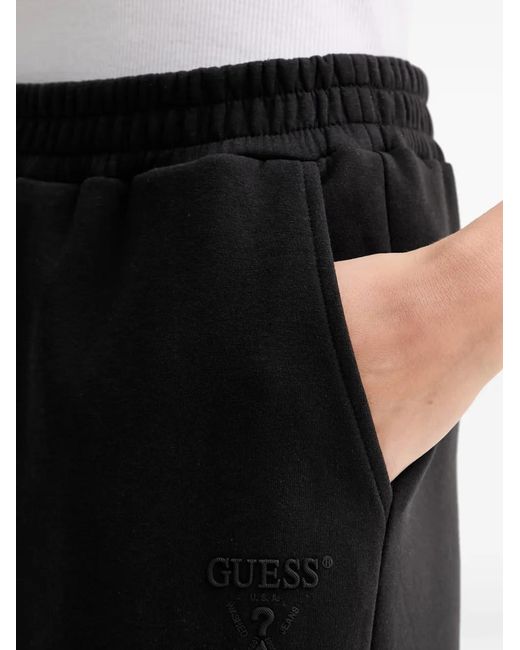 Guess Black Habi Logo-Embroidered Track Pants