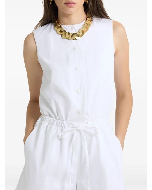 Patou White Open-Back Poplin Playsuit