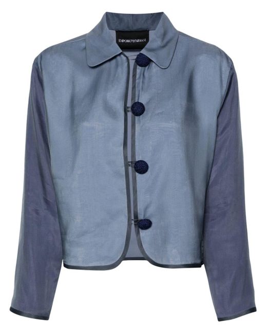 Emporio Armani Blue Cropped-Jacke aus Seide