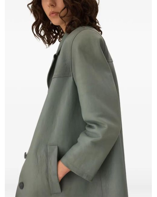 Chloé Gray Buttoned Leather Coat