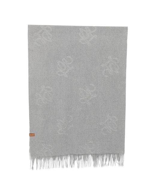 Sciarpa Con Frange E Monogramma di Liu Jo in Gray